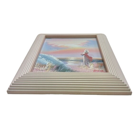 Framed Signed Painting Sea Scene With Girl and Bird, Original Acrylic on Canvas - Picture 4 of 7